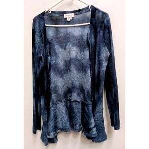 Lana Lee Wearable Art Cardigan Womens Small Blue Tie Dye Open Lightweight